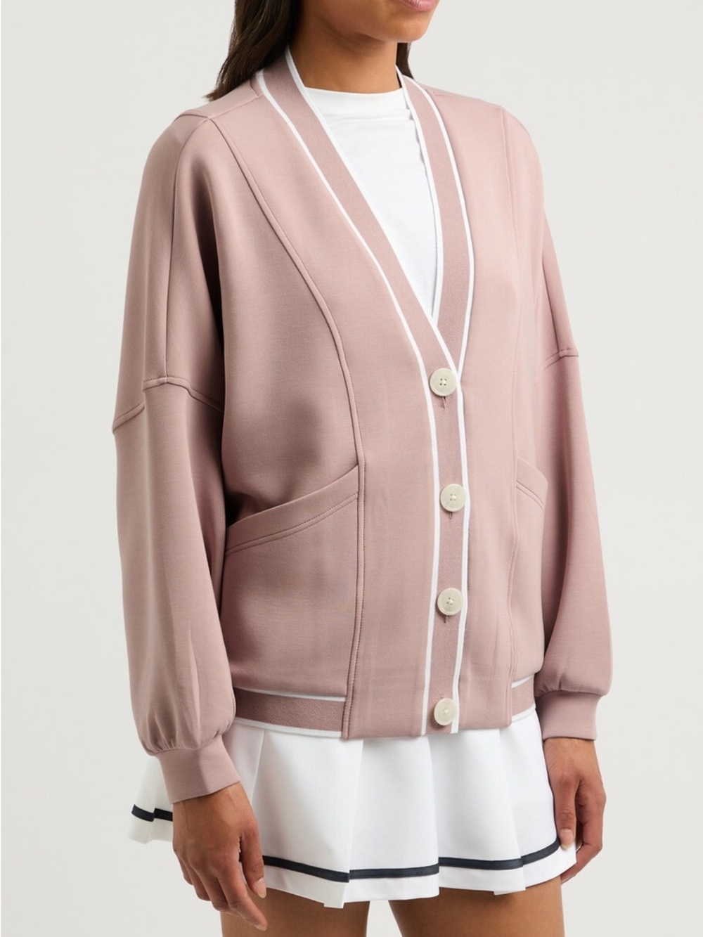 Varley Decker Off-Court Stretch-jersey Cardigan Mauve | Size XS